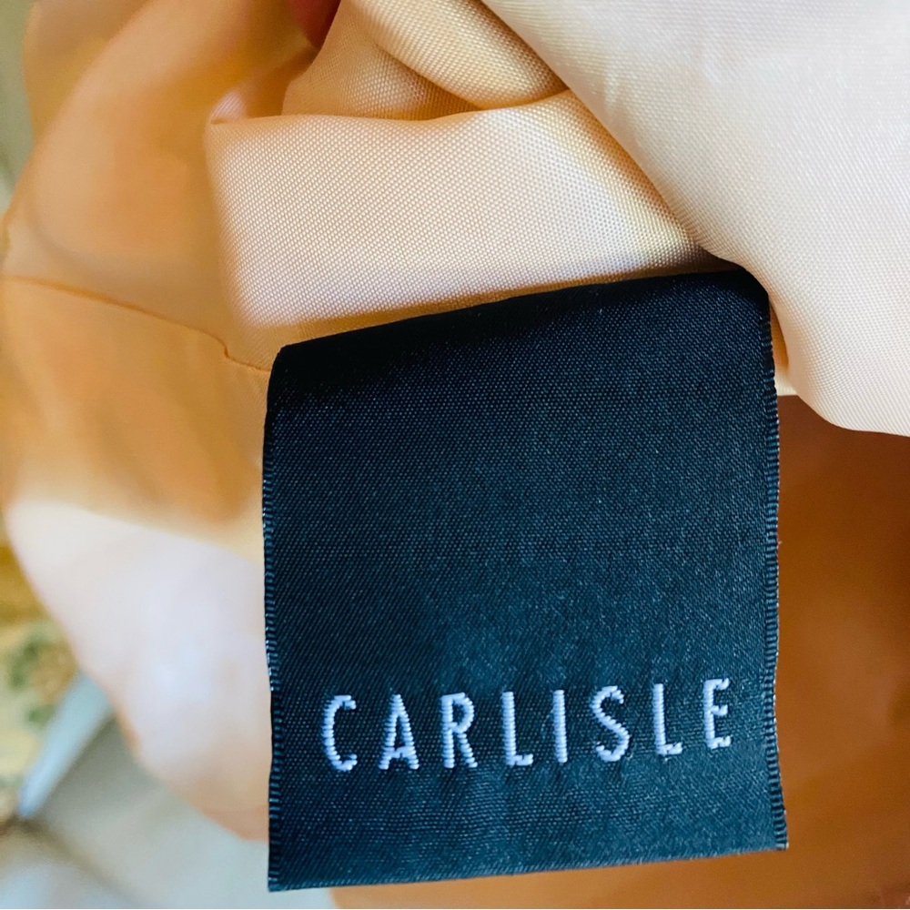 CARLISLE 100% Silk Peach Textured Double Button Blazer Jacket - Picture 8 of 10